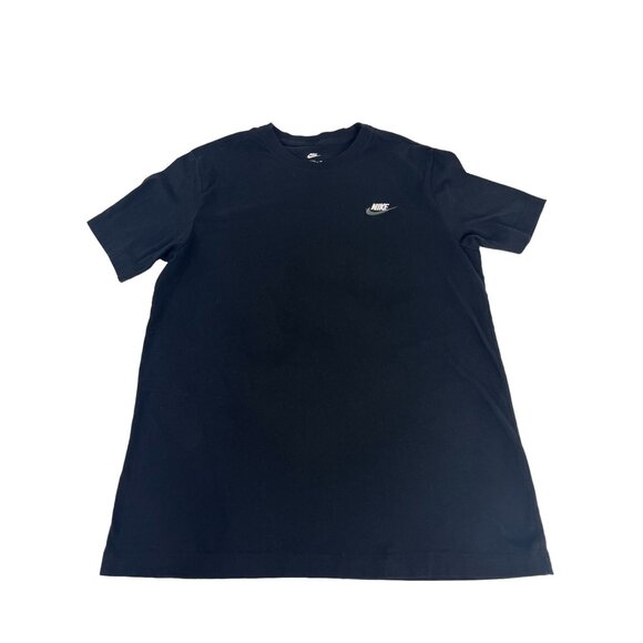 Nike Shirt Mens M Black Short Sleeve Crew Neck Swoosh Logo Activewear Casual - Picture 1 of 4